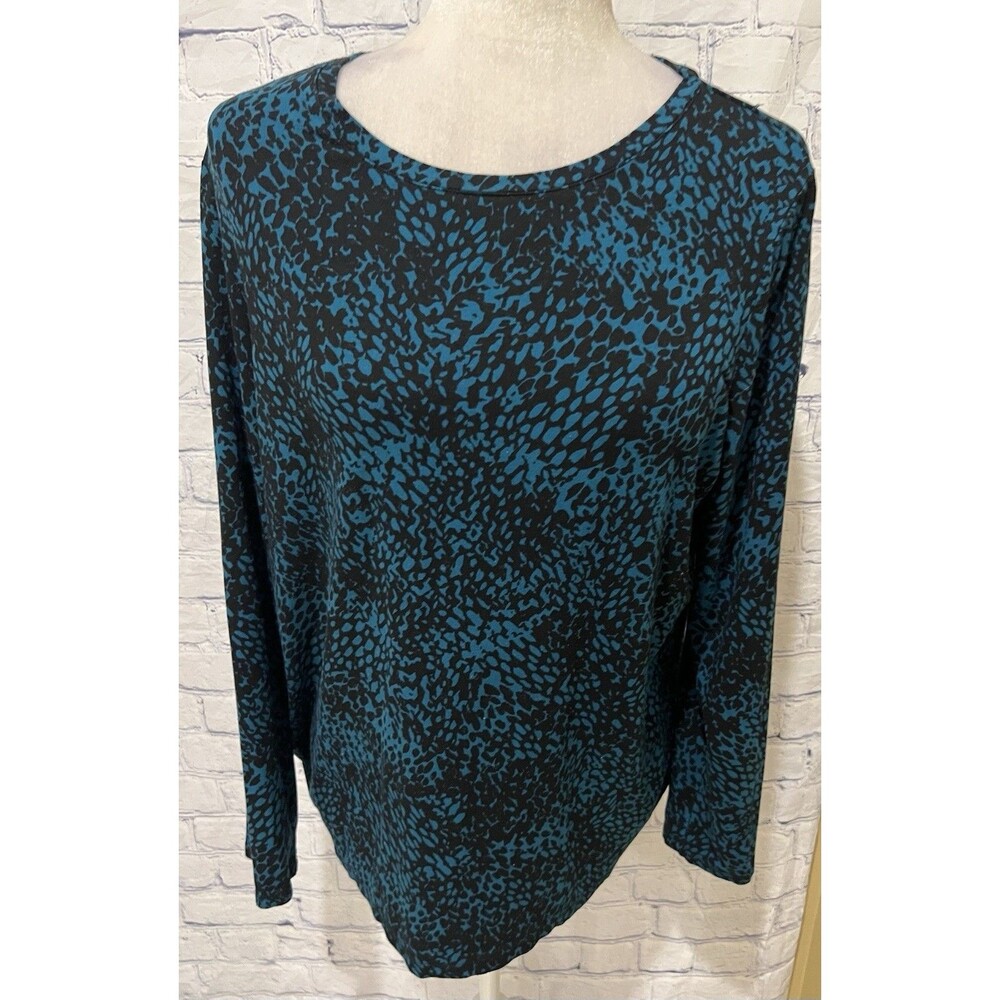 Chico's women's blue and black snake Print Long sleeve Top 2/L/12